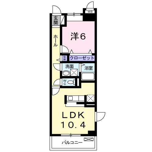 ベルフロンテ(1LDK/2階)の間取り写真