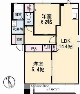ハイマットメゾン D棟(2LDK/2階)の間取り写真