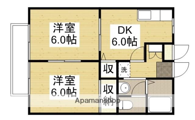 サンライフ神辺B(2DK/1階)の間取り写真