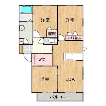 ヴィラージュA棟(3LDK/2階)の間取り写真
