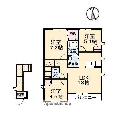 CASA BROTE C棟(3LDK/2階)の間取り写真