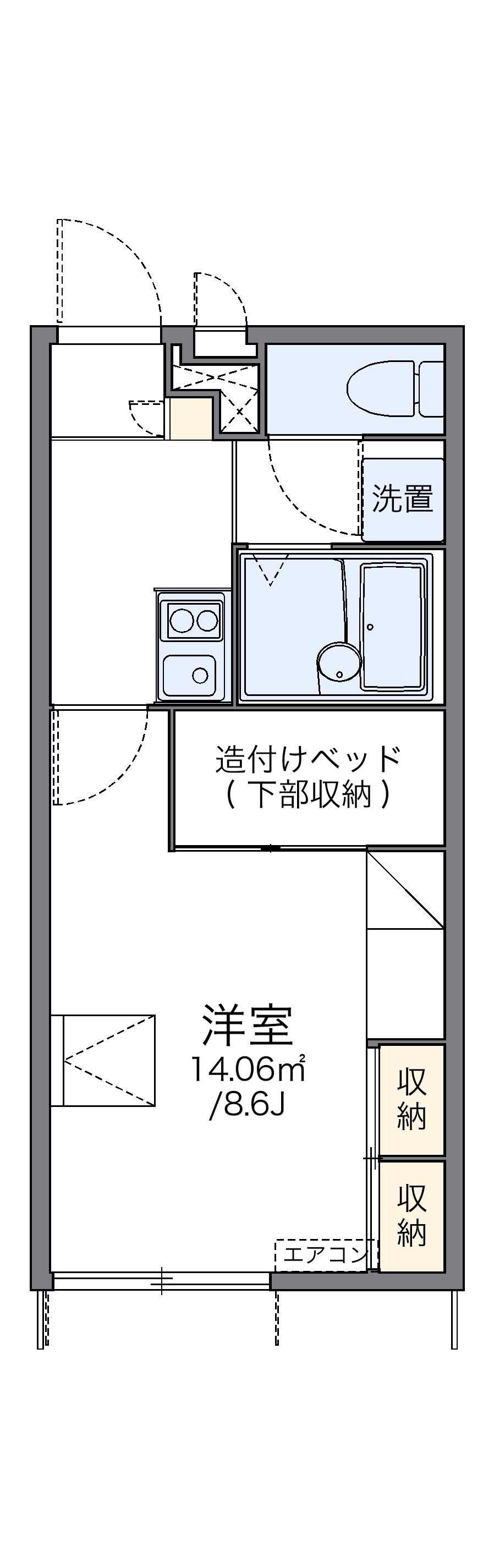 レオパレスアルモニー(1K/1階)の間取り写真
