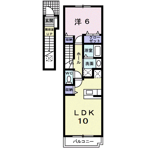 プルート稲月(1LDK/2階)の間取り写真