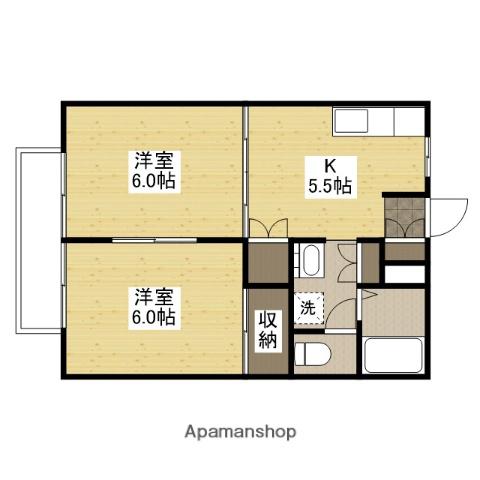 ヒルズコート木之庄Ⅱ(2K/1階)の間取り写真