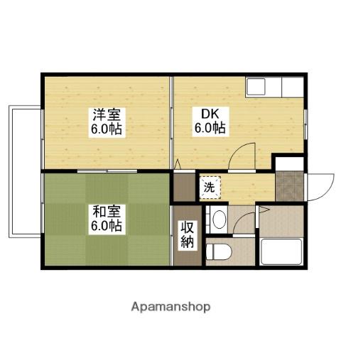 ビーライン泉B(2DK/2階)の間取り写真