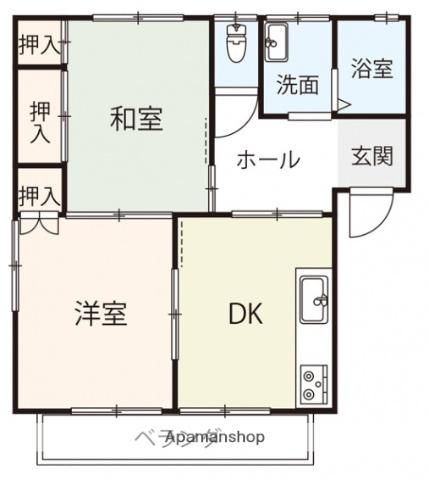 ポルテ本庄(2DK/2階)の間取り写真
