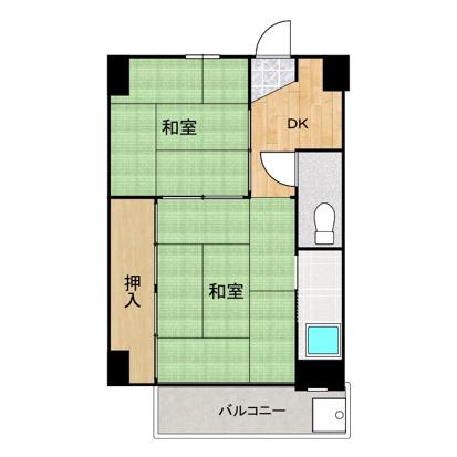 アドバンス神辺2号棟(2K/1階)の間取り写真