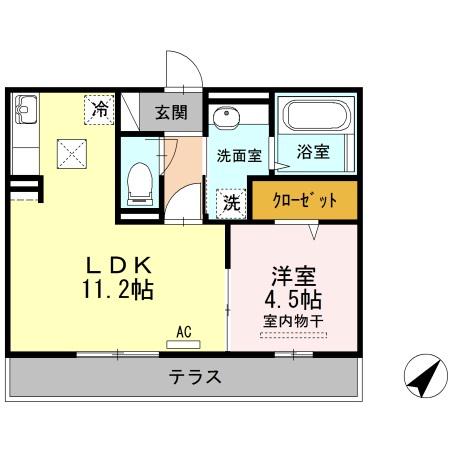 ブルーノ千代田(1LDK/1階)の間取り写真