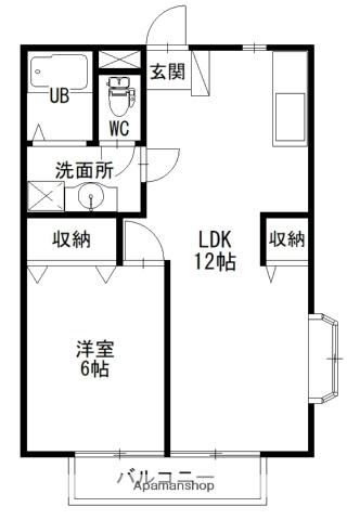 プロヴァンスB(1LDK/2階)の間取り写真