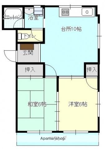 タキミヤマンション(2LDK/3階)の間取り写真