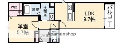 グランベレオ南手城(1LDK/2階)の間取り写真