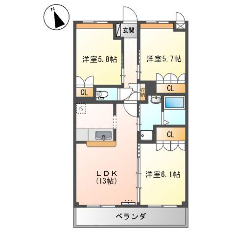 ラルジュ(3LDK/2階)の間取り写真