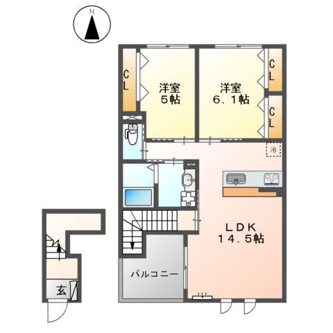 PEER MAISON Ⅱ(2LDK/2階)の間取り写真