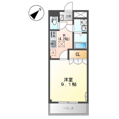 アルカディア明日香(1K/1階)の間取り写真