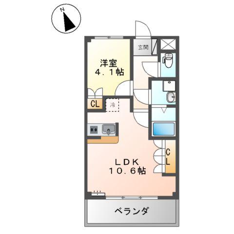 フィグトゥリーK(1LDK/1階)の間取り写真