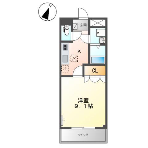 グランツ(1K/1階)の間取り写真