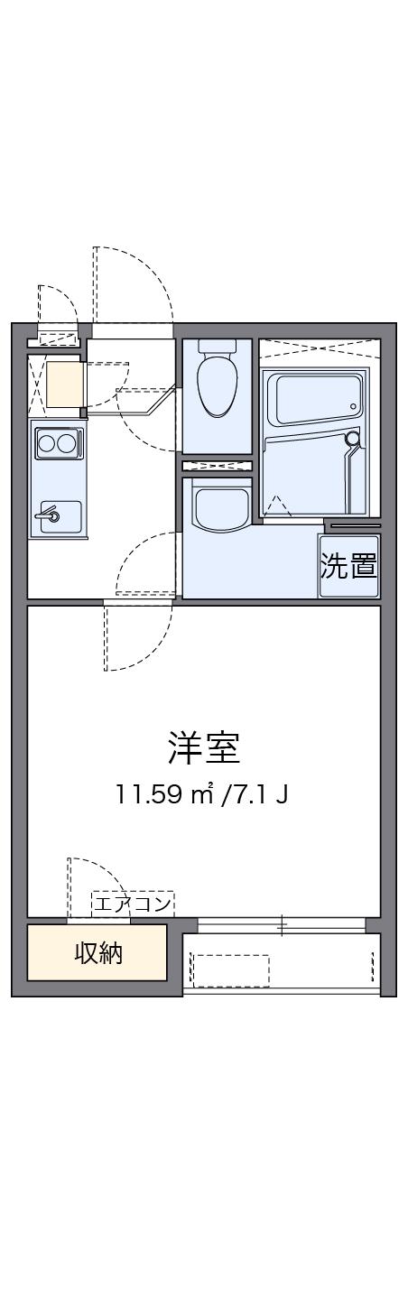 クレイノ西深津(1K/1階)の間取り写真