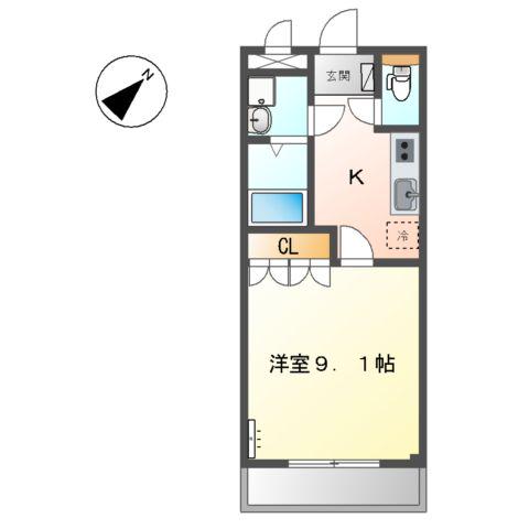ファイングレース(1K/1階)の間取り写真