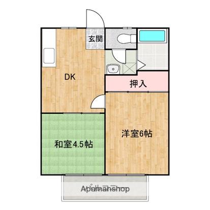 あけぼのセントラルコーポB(2DK/2階)の間取り写真