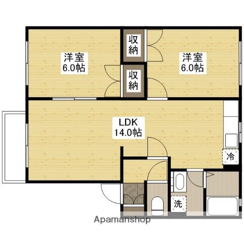 パーシモンタウンB(2LDK/1階)の間取り写真