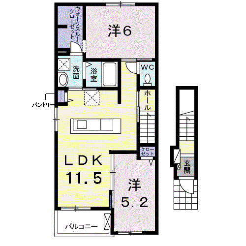 ロイヤル ティアラB(2LDK/2階)の間取り写真