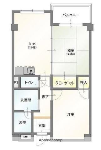 メゾン霞(2DK/4階)の間取り写真