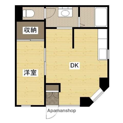 北条ビル(1DK/1階)の間取り写真