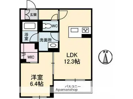 シャーメゾンベレオ西桜町(1LDK/3階)の間取り写真