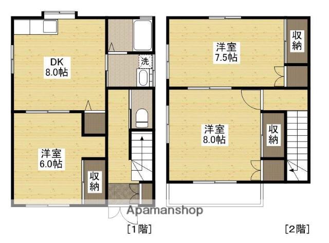 山陽本線 東福山駅 徒歩17分 2階建 築27年(3DK)の間取り写真