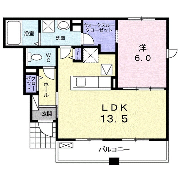 ハレ ウェリナ(1LDK/1階)の間取り写真