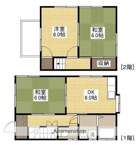 広島県福山市 2階建 築37年(3DK)の間取り写真