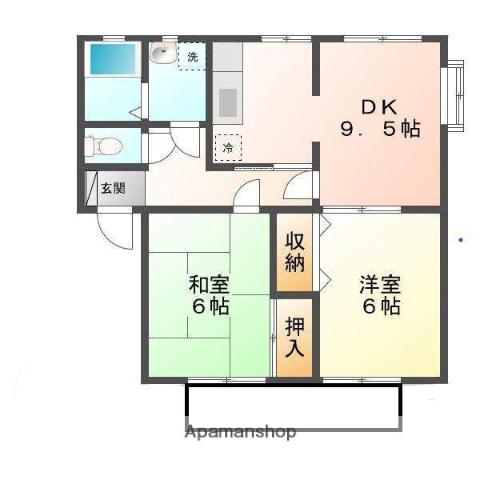 ウィンディア手城A(2DK/2階)の間取り写真