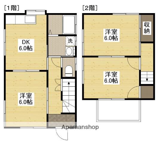 広島県福山市 2階建 築37年(3DK)の間取り写真