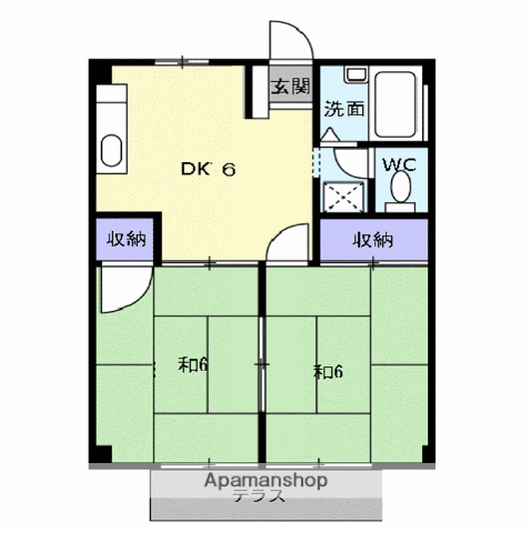 シティハイツ大黒B(2DK/1階)の間取り写真