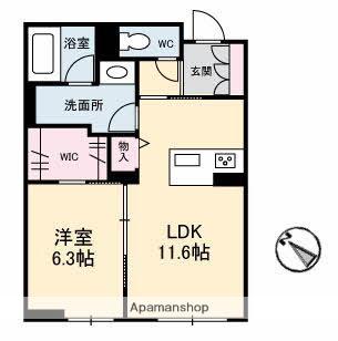 ラ プレスタージュ(1LDK/1階)の間取り写真