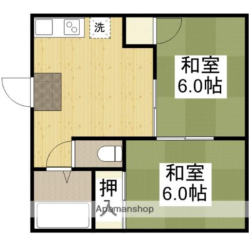 王子サンハイツC(2DK/2階)の間取り写真