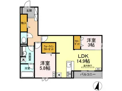 敬正会御門ホームズ(2LDK/2階)の間取り写真