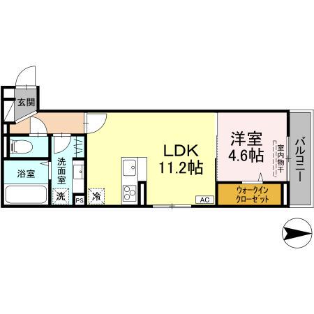 D-RESIDENCE・K川北(1LDK/3階)の間取り写真