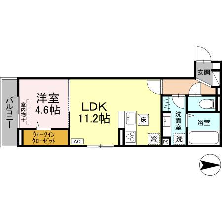 D-RESIDENCE・K川北(1LDK/1階)の間取り写真