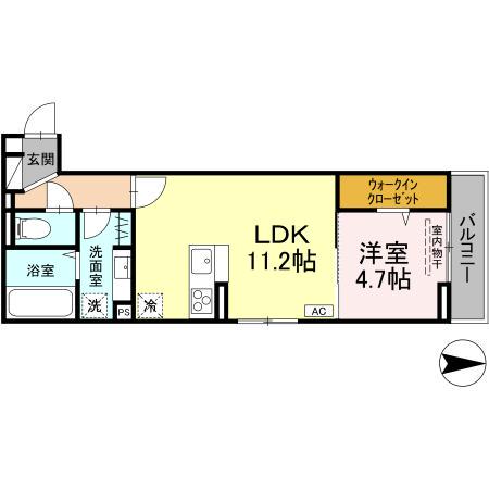 D-RESIDENCE・K川北(1LDK/2階)の間取り写真