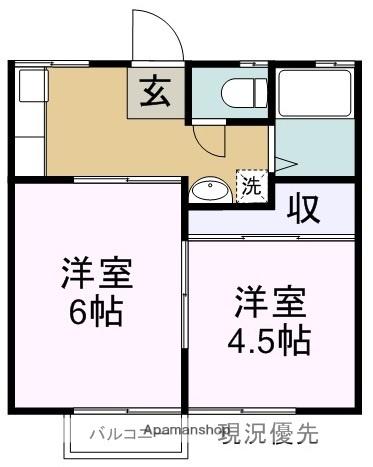 ブルースカイハイツ地吹(2K/1階)の間取り写真