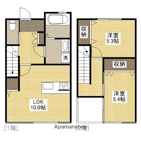 スピネルデュオ(2LDK/1階)の間取り写真