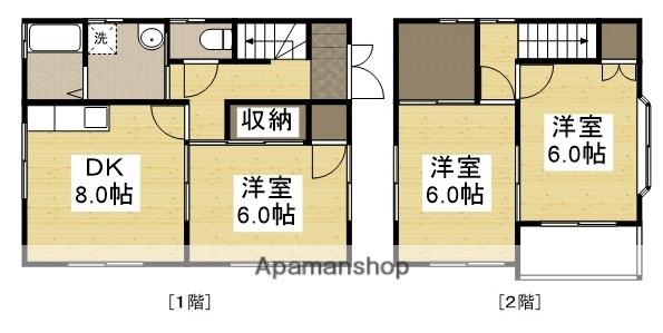 山陽本線 福山駅 バス乗車時間：3分 西町三丁目バス停で下車 徒歩4分 2階建 築30年(3SDK)の間取り写真