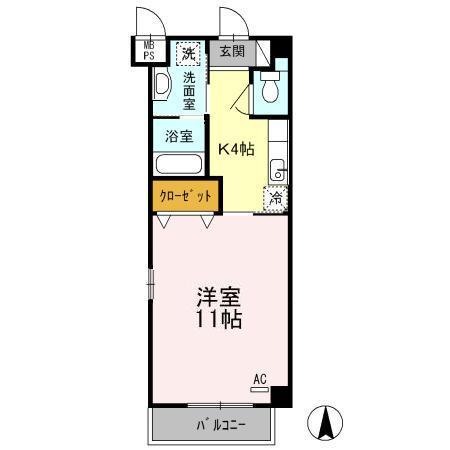 ライオネス手城(1K/1階)の間取り写真