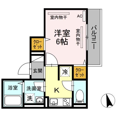 フレッチェ・ボスコⅣ(1K/2階)の間取り写真