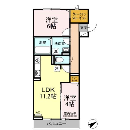 ジェルメⅡ(2LDK/3階)の間取り写真