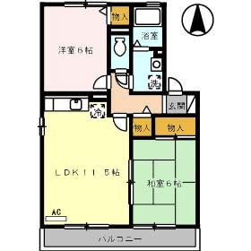 グリーン・ビュー幸(2LDK/2階)の間取り写真