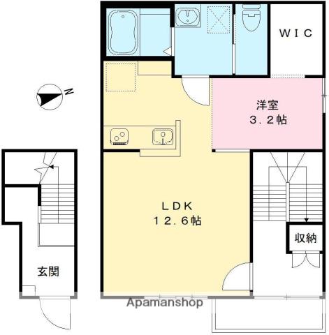 クレール岡田(1LDK/2階)の間取り写真