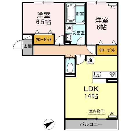 プレンティー中須B(2LDK/2階)の間取り写真