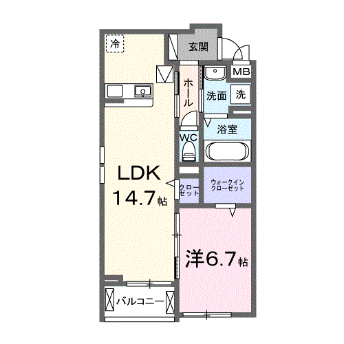 カーサ・ソレイユ A(1LDK/1階)の間取り写真